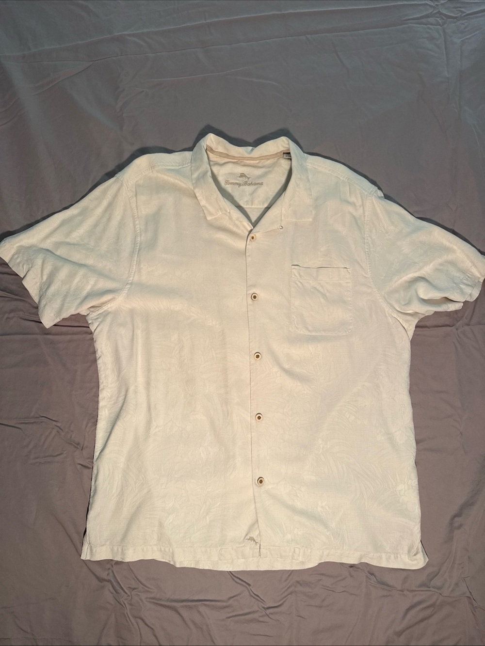 Tommy Bahama Off-White Short-Sleeve Camp Button-Down Shirt